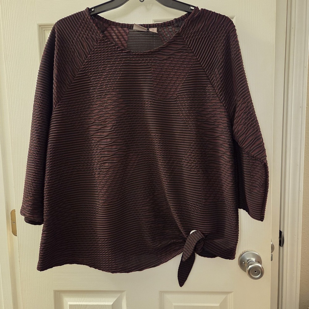 Chico's Easywear sz 3 or XL Purple striped textured tunic top casual artsy chic